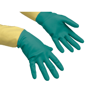Усиленные резиновые перчатки (зел./желтые